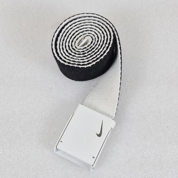 Nike Reversible Web Golf Belt White Black Bottle Opener Buckle 47" One Size - Picture 1 of 5